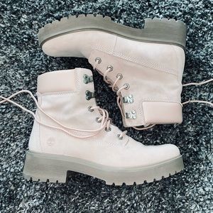 DUSTY PINK TIMBERLAND BOOTS